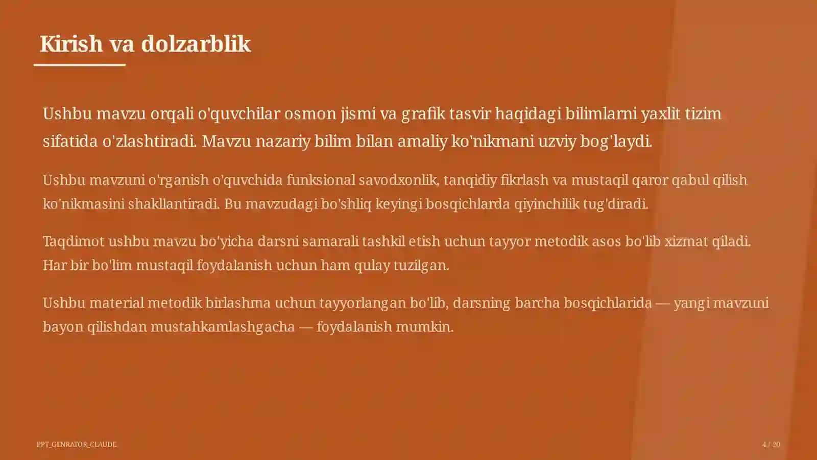 Chizmachilik asoslari: chizma asboblari va formatlar (8-sinf) 4