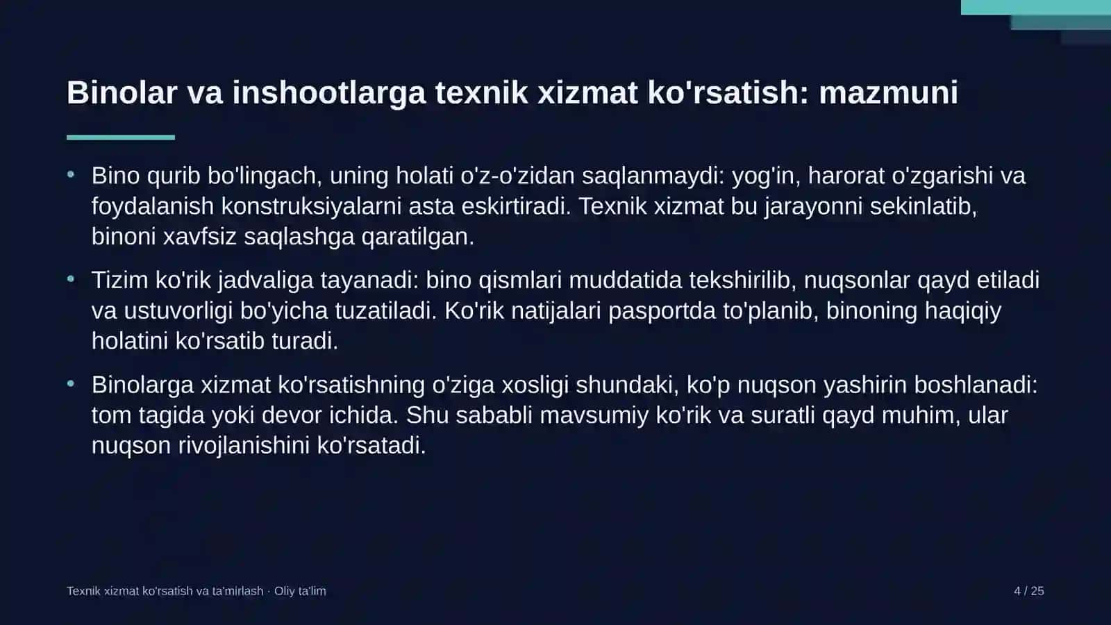 agrokimyo xizmatida binolar va inshootlarga texnik xizmat ko'rsatish 8869 4