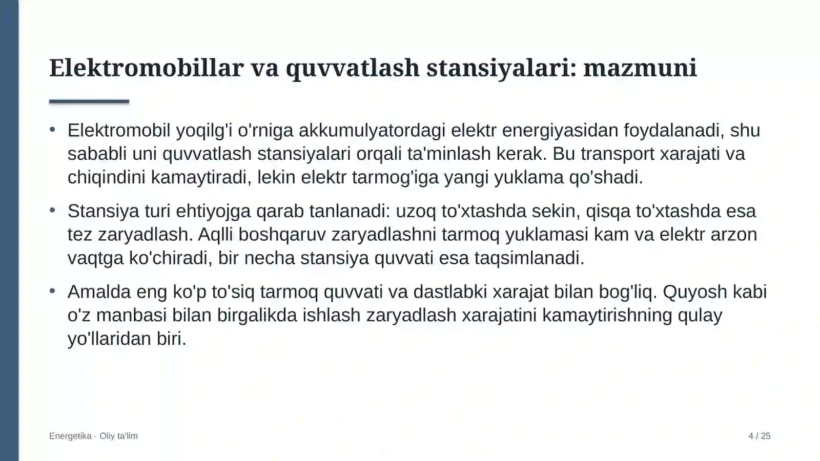 Xususiy maktablarda elektromobillar va quvvatlash stansiyalaridan foydalanish 4