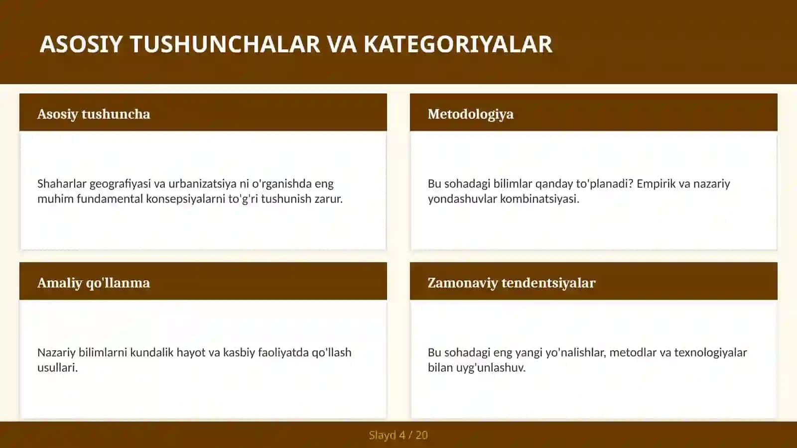 Megapolislar va shaharsozlik — rahbarlar uchun 4