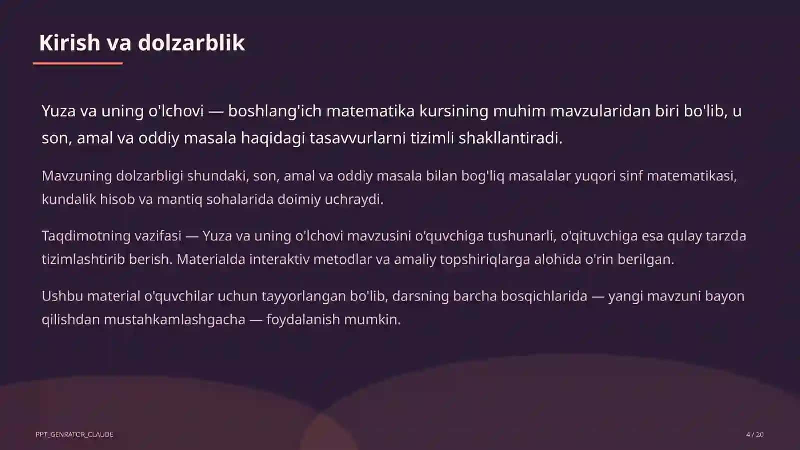 Yuza va uning o'lchovi (3-sinf) 4