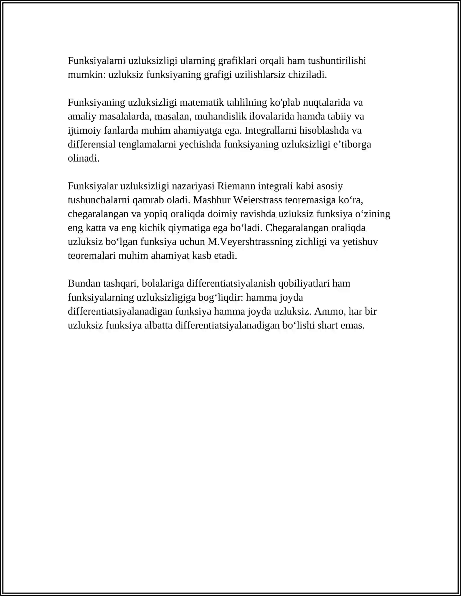 FUNKSIYANING UZLUKSIZLIGI VA UZULISH NUQTALARI 4