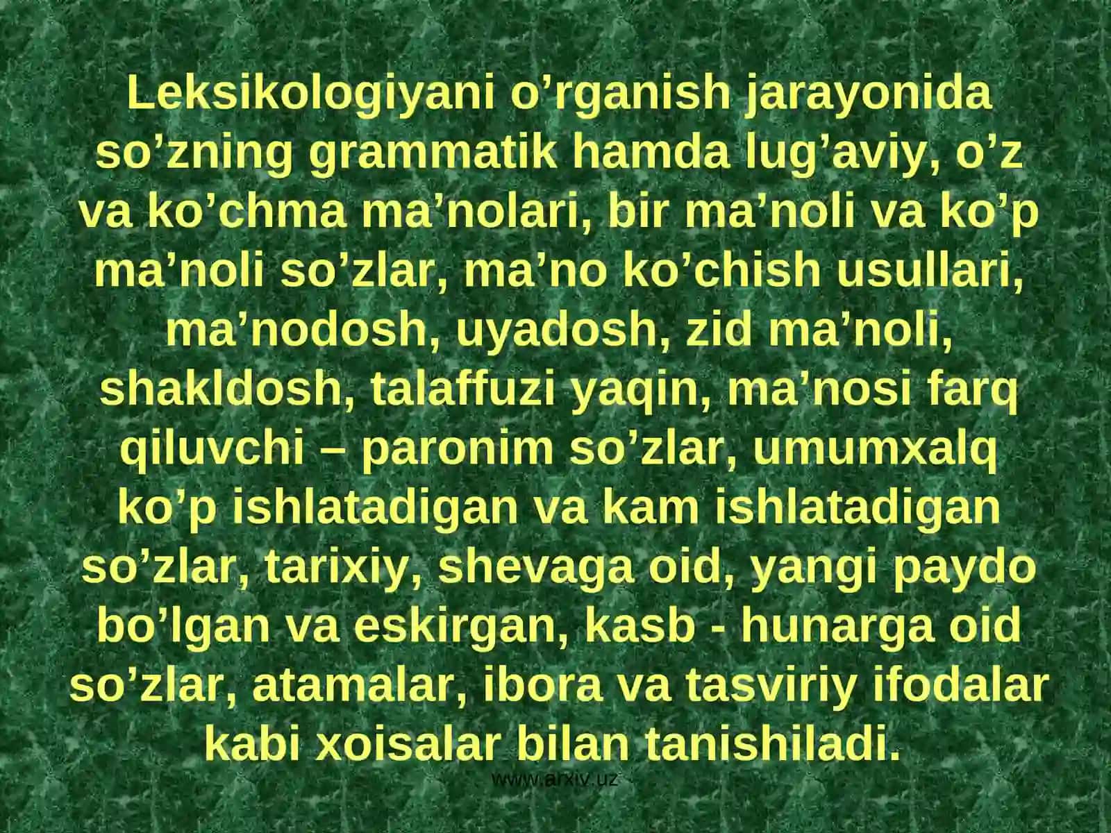 Leksikologiyani o’qitish metodikasi 4