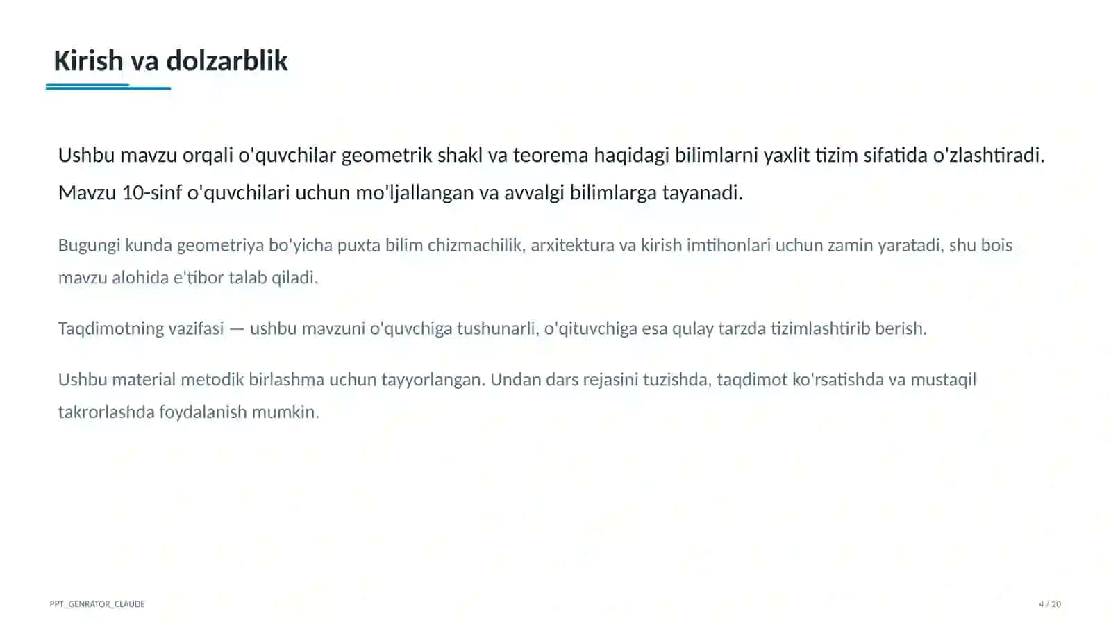 Perpendikulyarlik: uch perpendikulyar teoremasi (10-sinf) 4