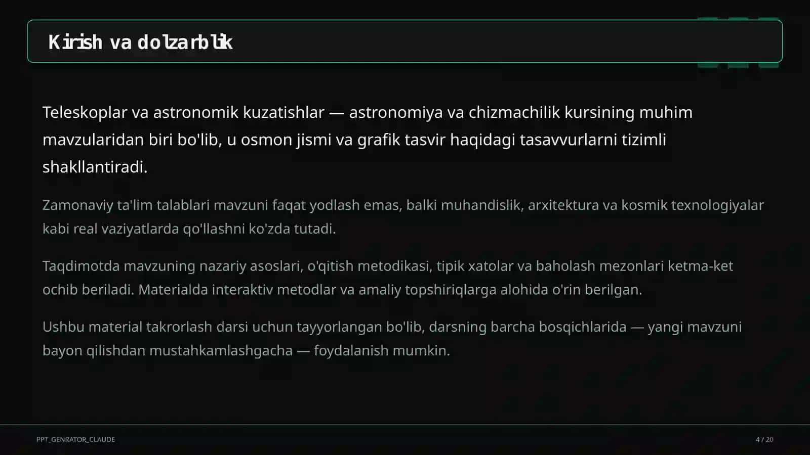 Teleskoplar va astronomik kuzatishlar (10-sinf) 4