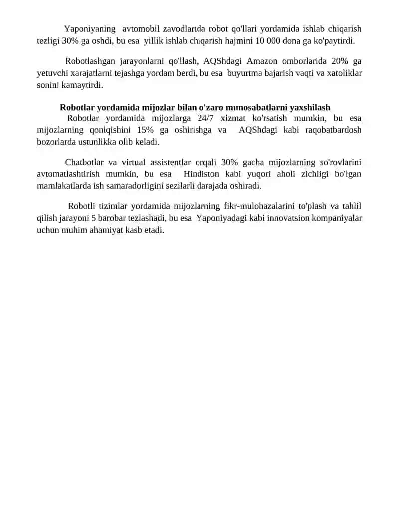Innovatsion biznesda robot texnologiyalaridan samarali foydalanish Elektron biznes modellari 4