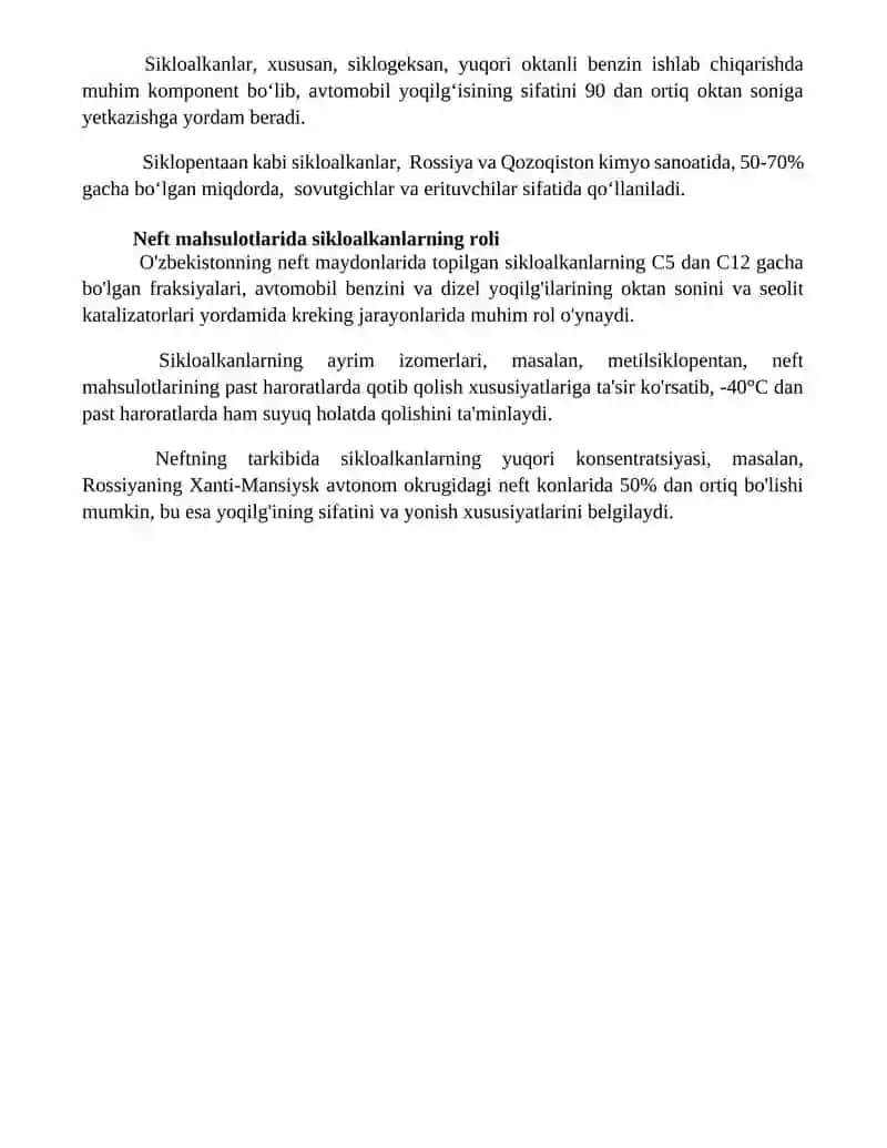 Neft tarkibidagi sikloalkanlar (naftenlar) 4