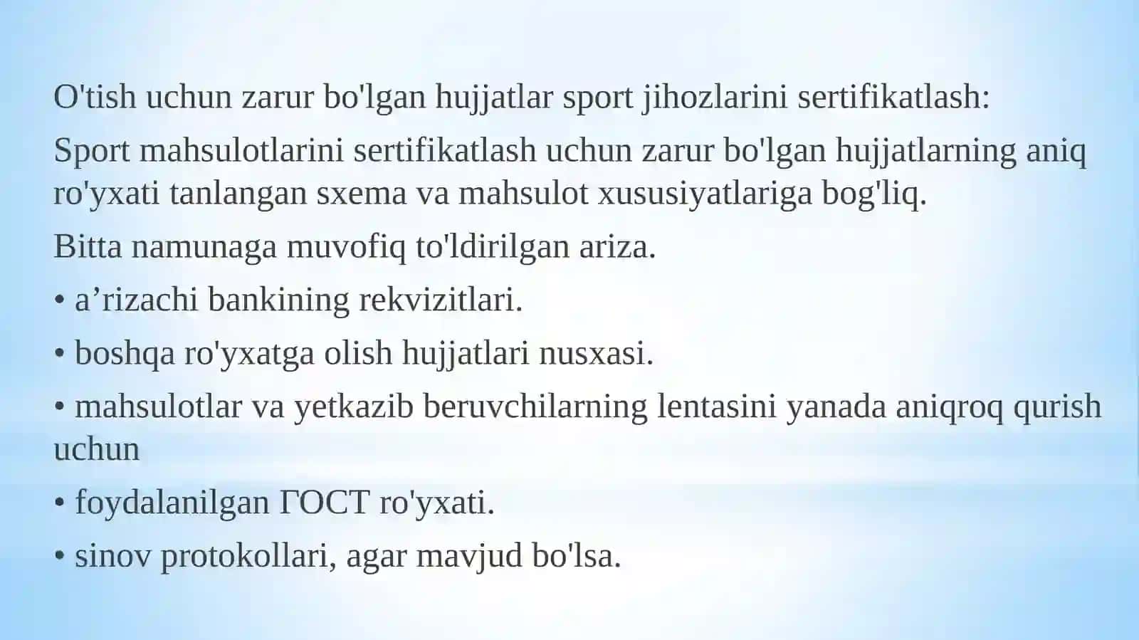 Sport molari xalqaro sertifikatlash 4