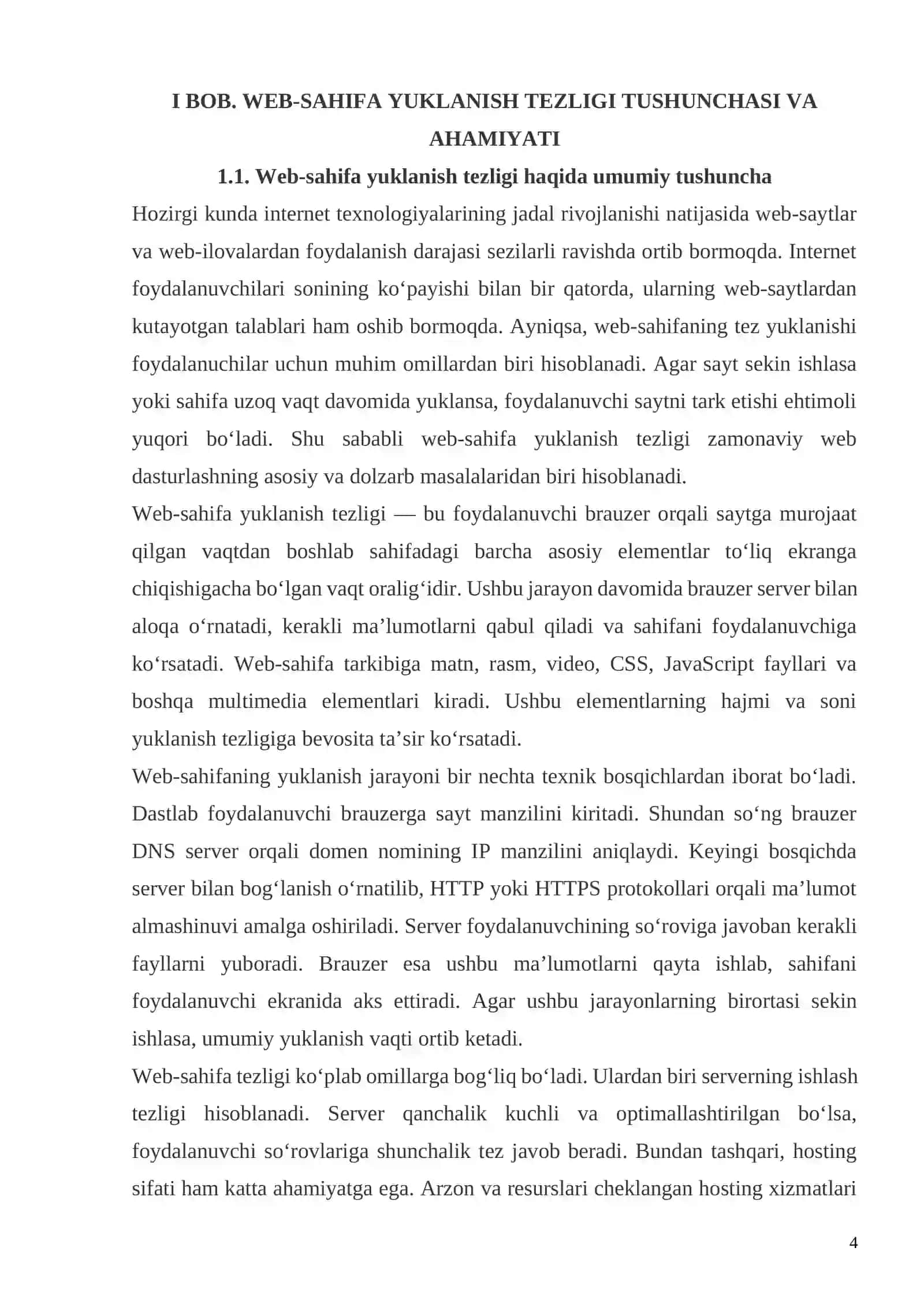 Web - sahifa yuklanish tezligi 4