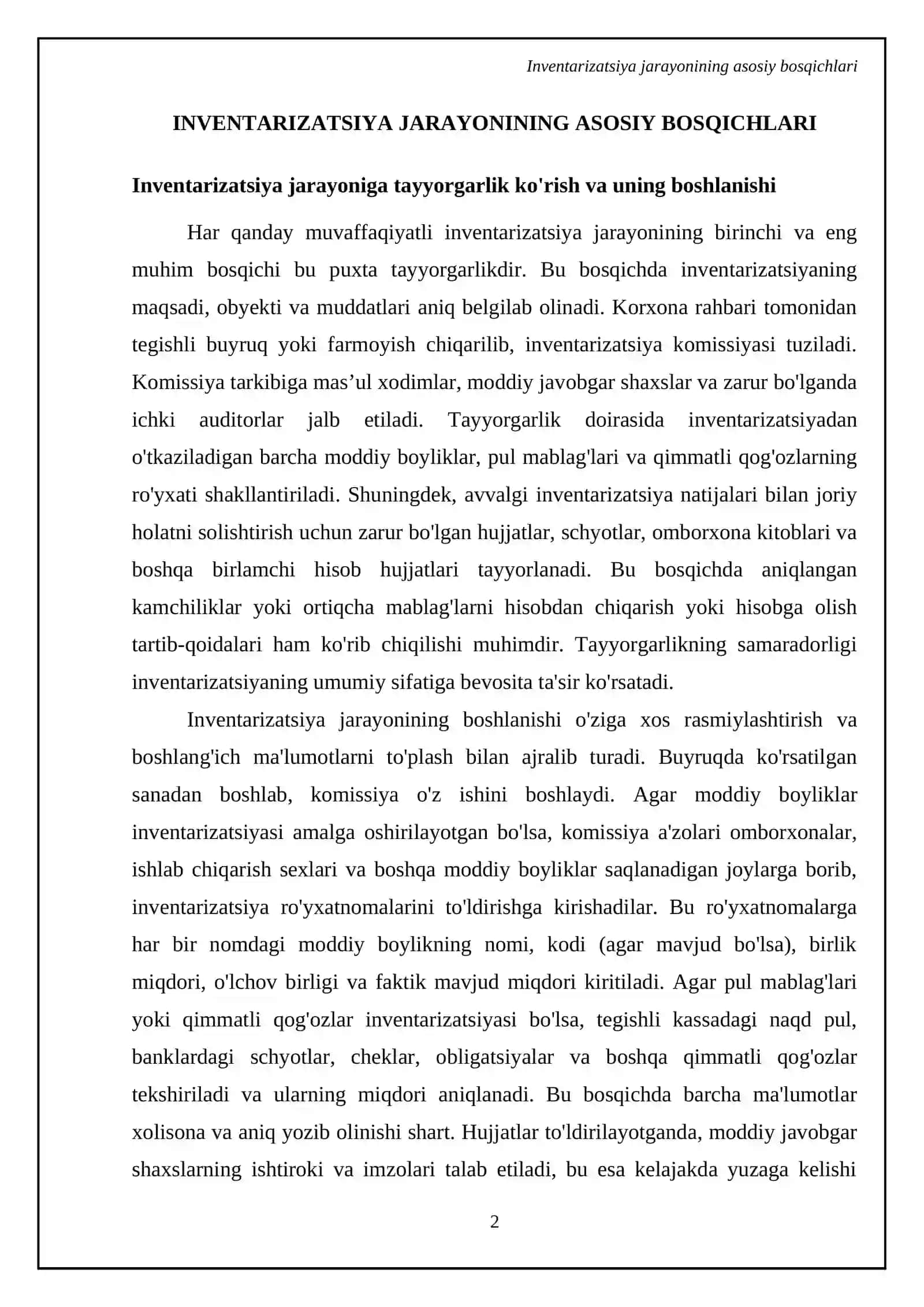 Moliya-xoʻjalik faoliyatini boshqarishda hisob-kitob operatsiyalarining toʻgʻri va oʻz vaqtida inventarizatsiya qilinishi muhim ahamiyat kasb etadi 4