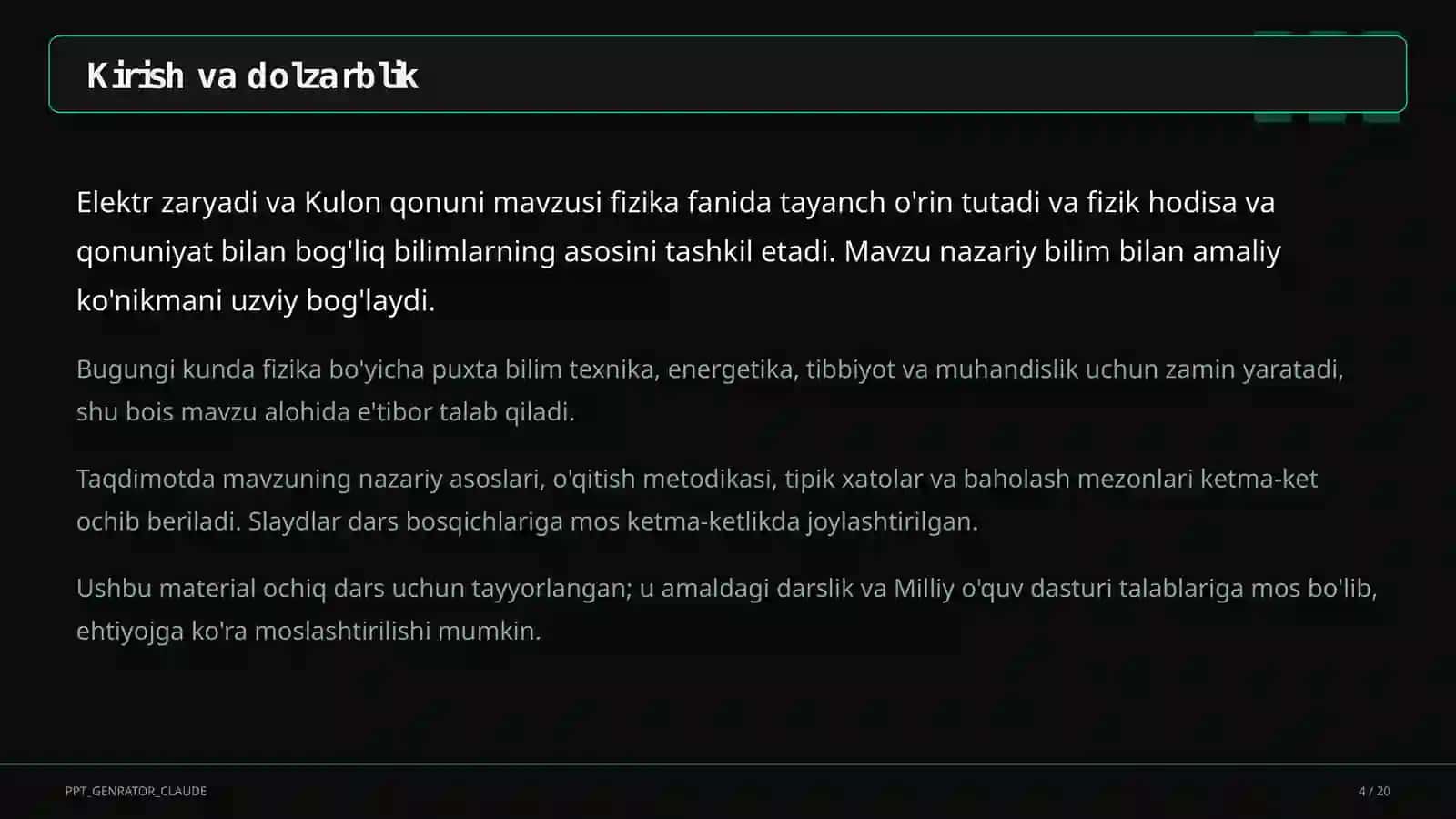 Elektr zaryadi va Kulon qonuni (8-sinf) 4