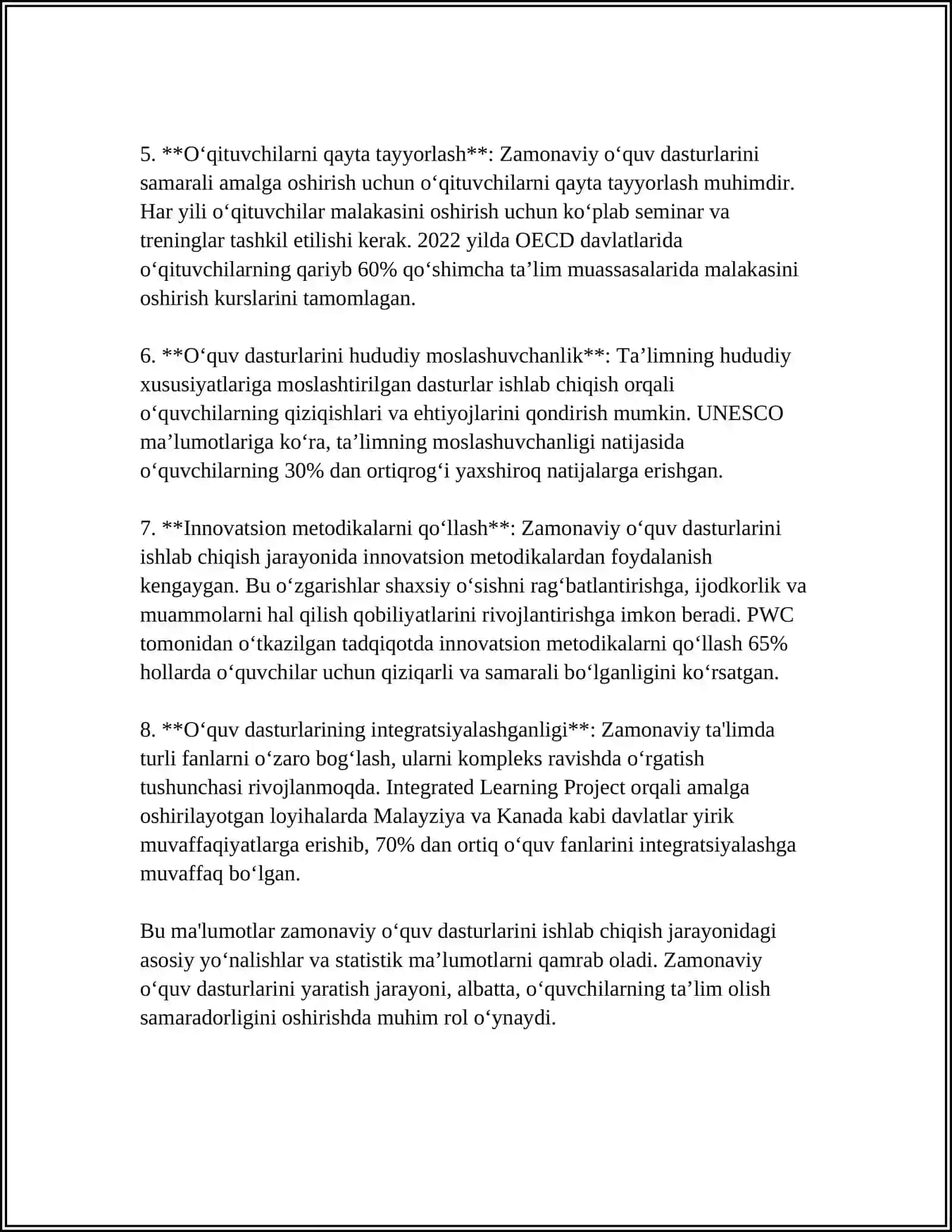 UZLUKSIZ TA'LIM TIZIMIDA FANLARNI O'QITISHNING ZAMONAVIY KONSEPSIYASI 4