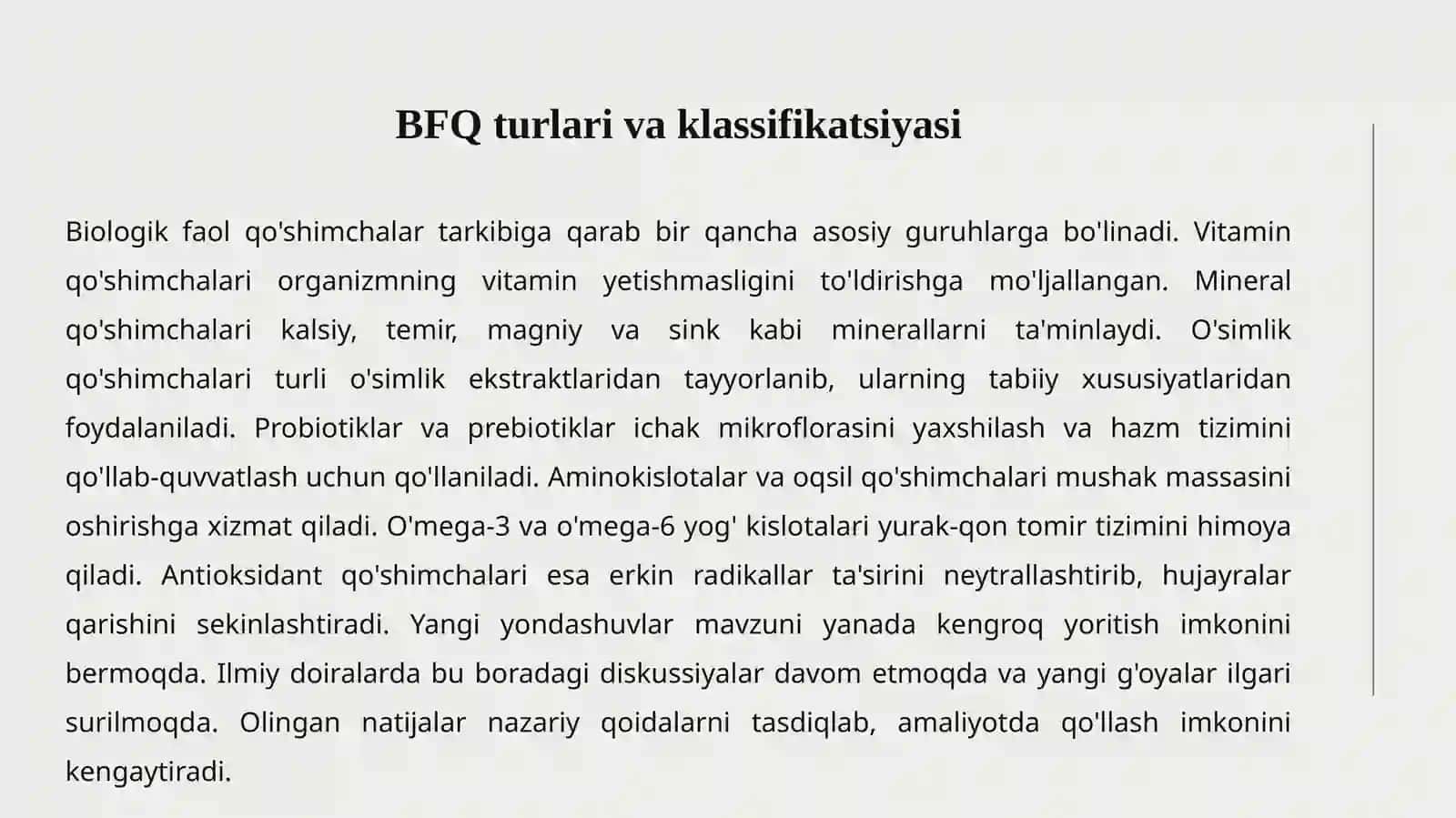 BIOLOGIK FAOL QO'SHIMCHALAR (BFQ) 4