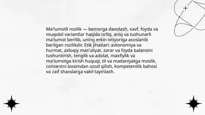 Bemorlar uchun axborot olish masalasining etik va huquqiy jixatlari 4