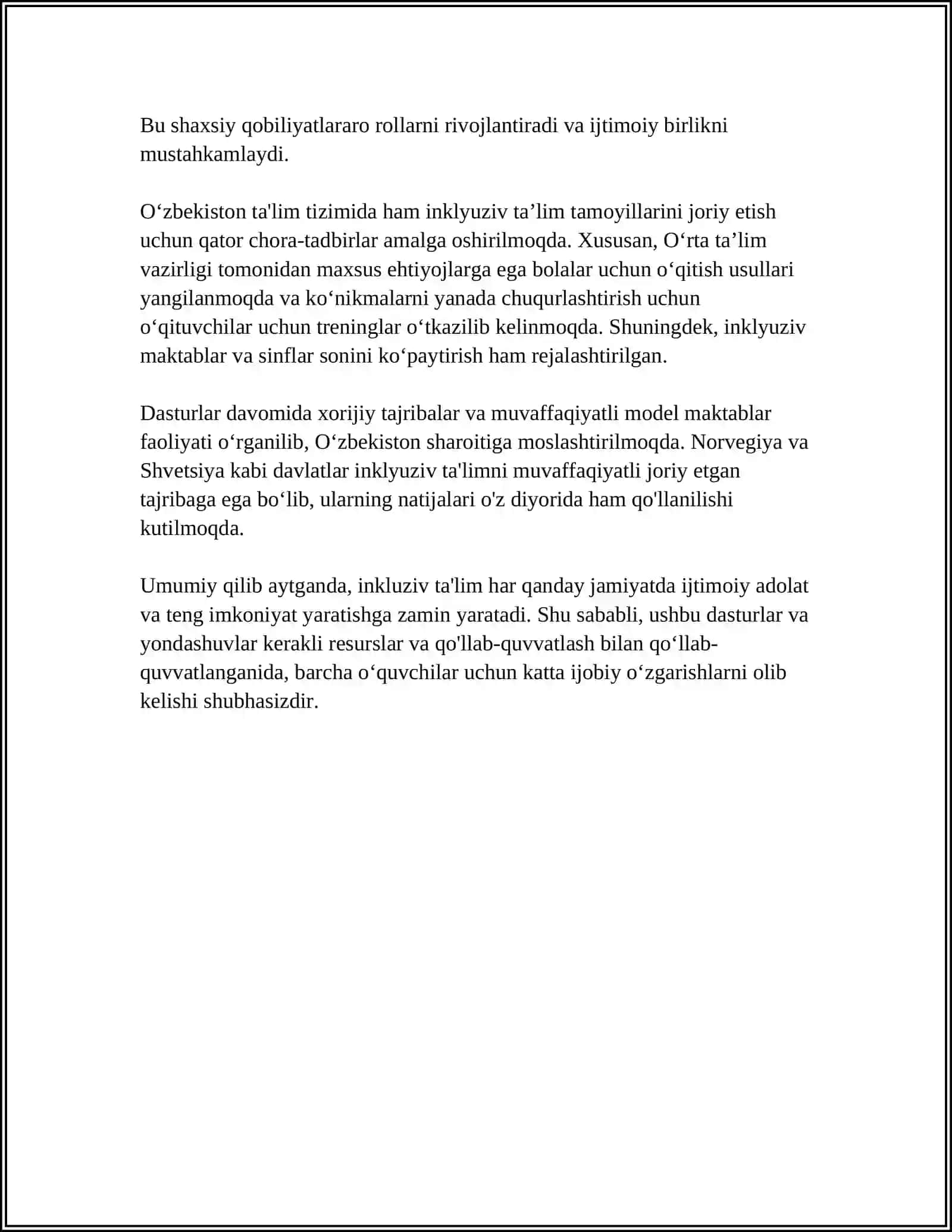 TAYANCH -XARAKAT APPARATIDA NUQSONI BOR BOLALAR UCHUN INKLYUZIV TA'LIM STRATEGIYASI 4