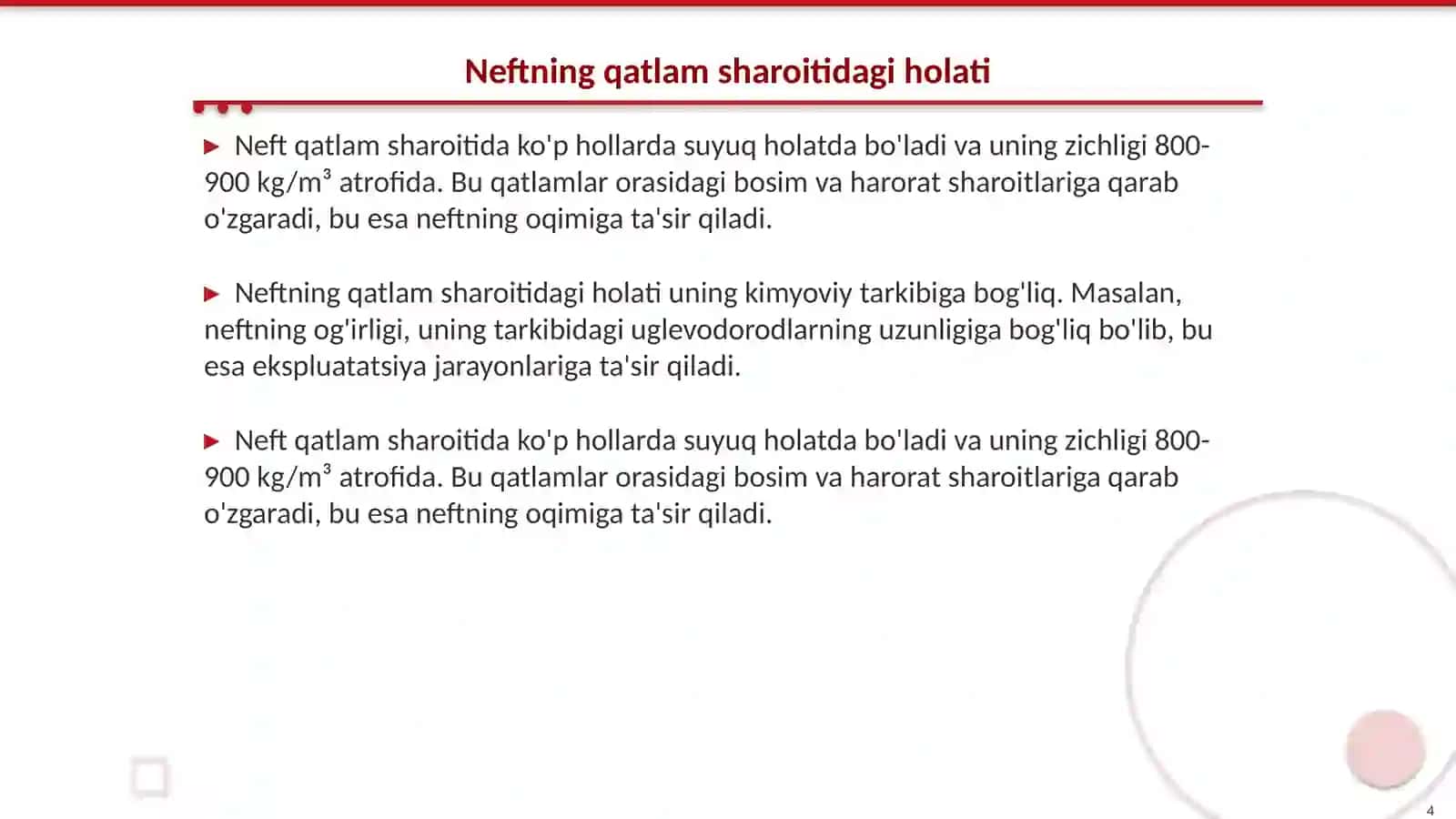 Qatlam sharoitida gaz,neft va suvning yotish holati va xususiyatlari 4