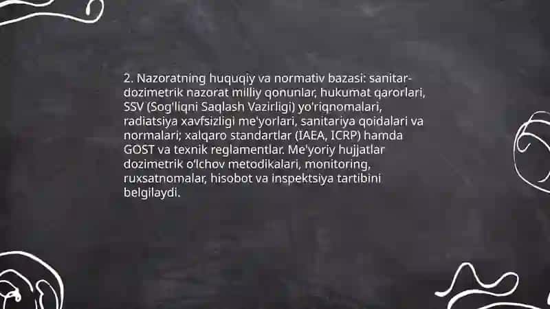 Sanitar-dozimetrik nazorat haqida tushuncha 4