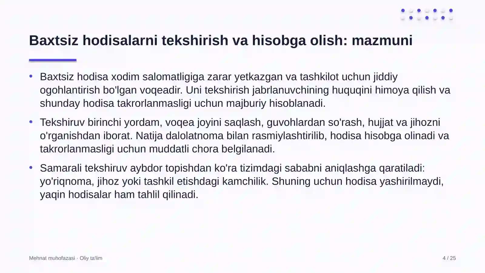 Buyurtmaxonalarda baxtsiz hodisalarni tekshirish va hisobga olish 4
