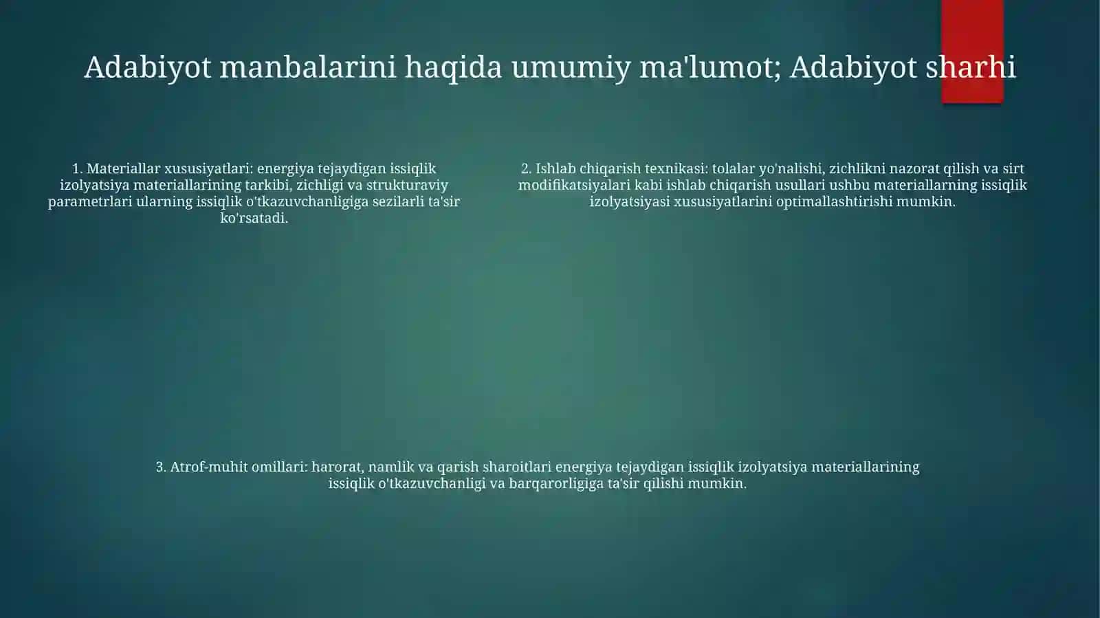 Energiya Tejamkor Ashyolarining Issiqlik O‘Tkazuvchanligiga Ta’Sir Etuvchi Faktorlar 4