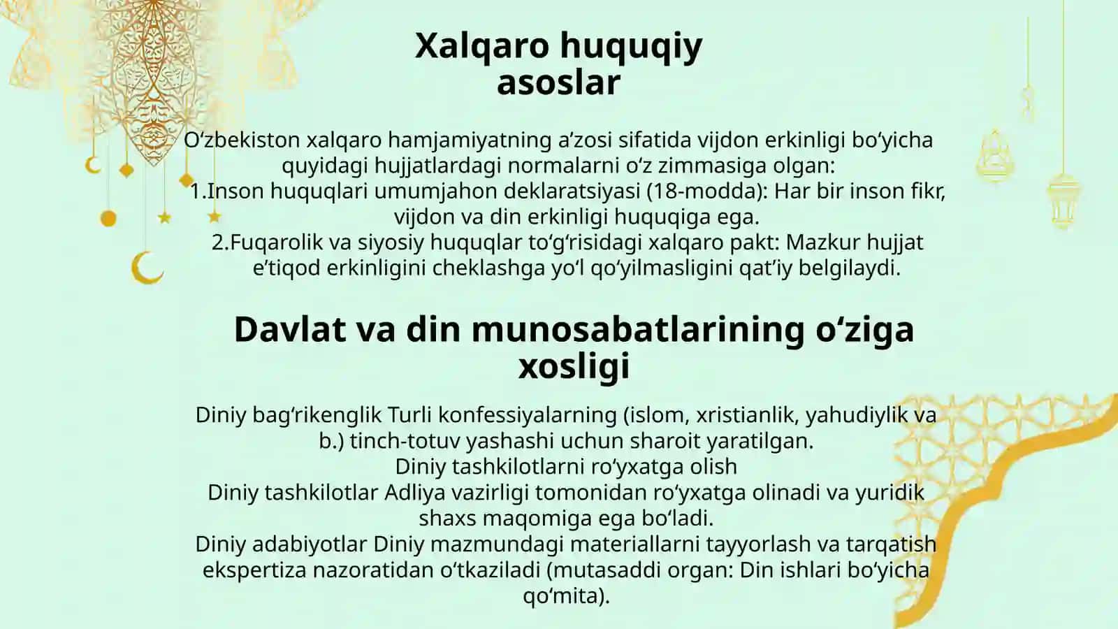 Vijdon erkinligi va uning huquqiy-me'yoriy asoslari 4