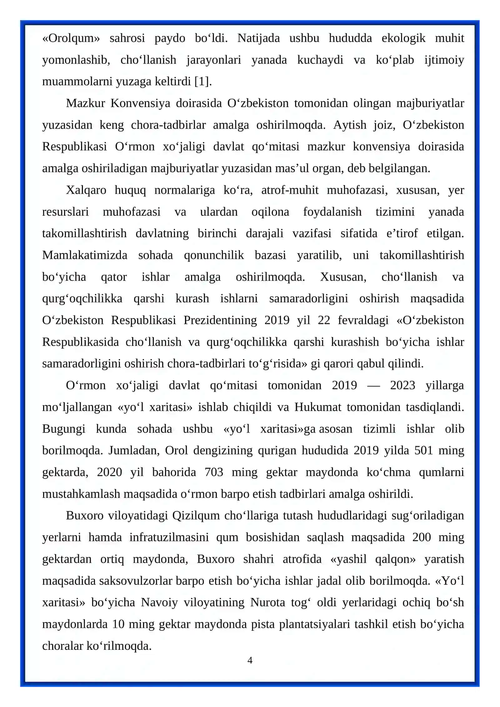 О‘zbekistonda chо‘llashish muammolari va ularni hal etish usullari 4