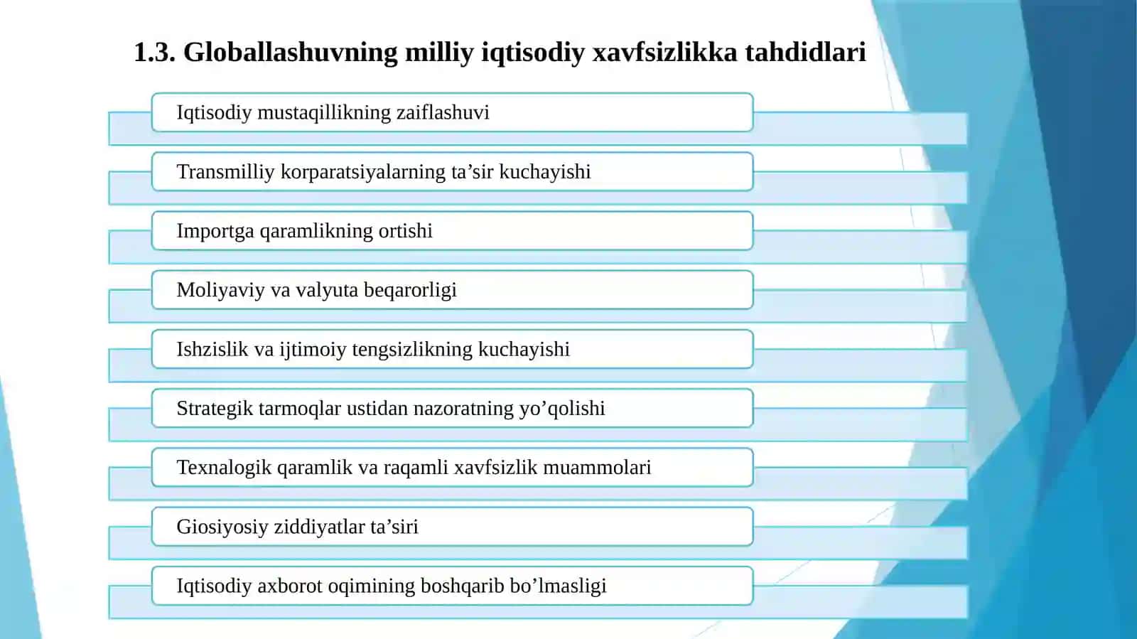 Jahon iqtisodiyotini glaballashuvi sharoitida iqtisodiy havfsizlik 4