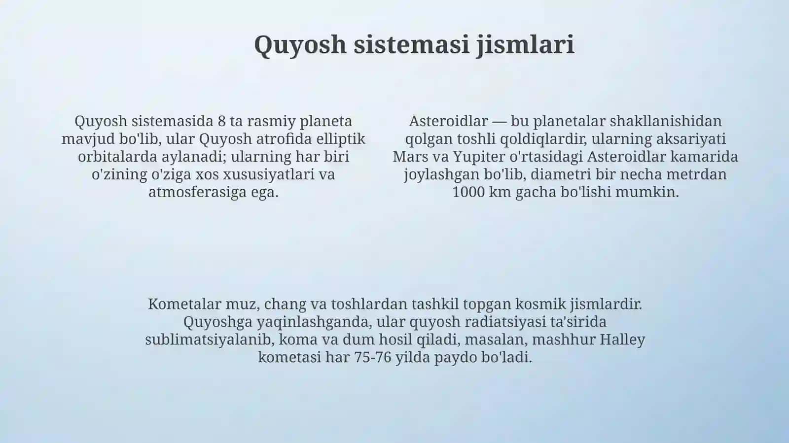 Koinot yer sayyorasi va uyosh sistemasi 4