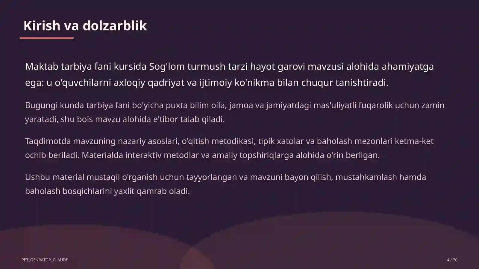 Sog'lom turmush tarzi hayot garovi (7-sinf) 4