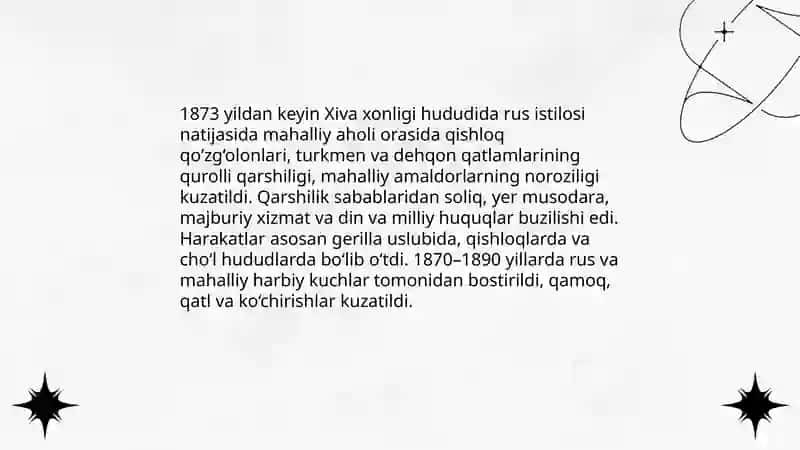 XIX ASRNING 70-90 YILLARIDA TURKISTON OʻLKASIDA XALQ HARAKATLARI 4