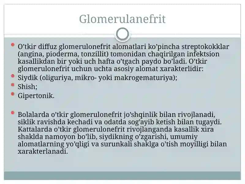 Glomerulonefrit. Endokardit. Yarali kolit 4
