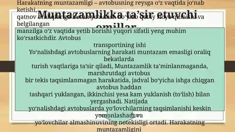 Avtobuslar harakat muntazamligi va uni saqlash usullari 4