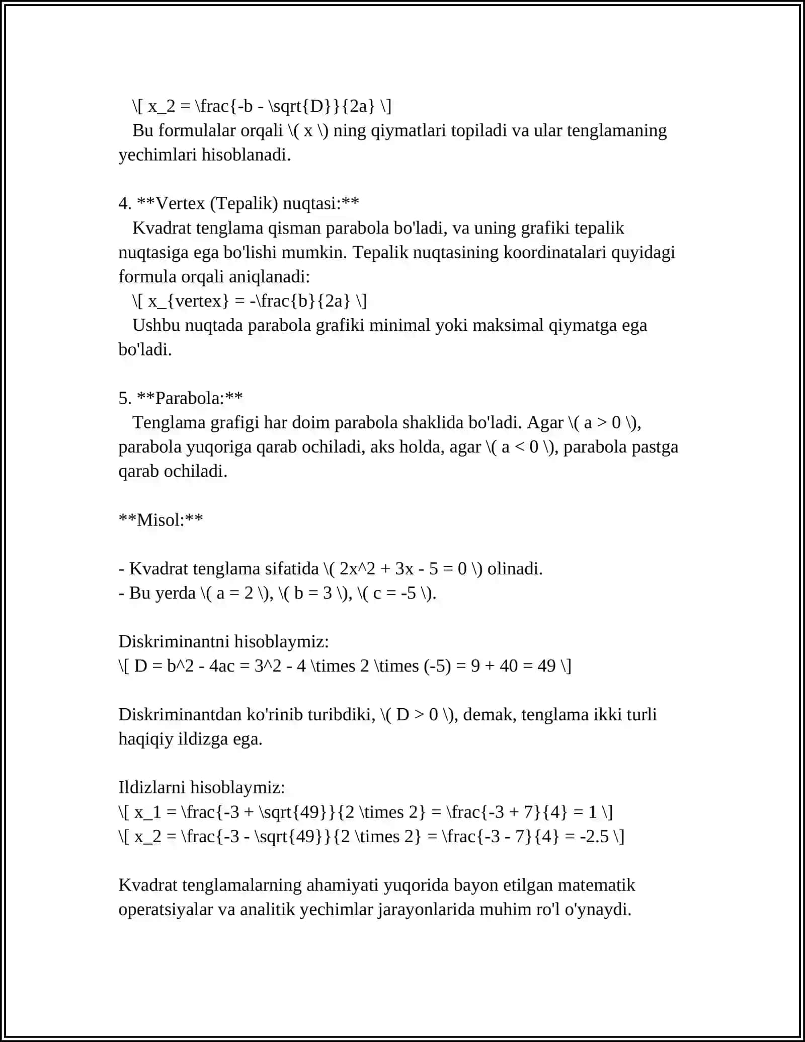 KVADRATIK FORMALAR. KANONIK KO‘RINISHGA KELTIRISH. KVADRATIK FORMALARNING INERSIYA QONUNI. ISHORALARI ANIQLANGAN KVADRATIK FORMALAR. SILVESTR MEZONI 4
