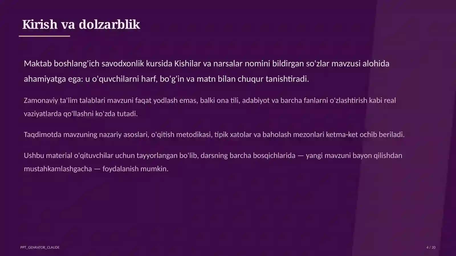 Kishilar va narsalar nomini bildirgan so'zlar (2-sinf) 4