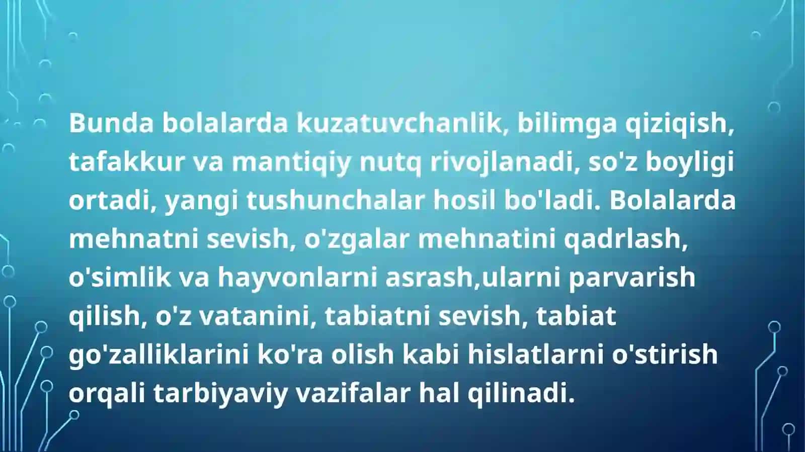 Maktabda tirik tabiat burchagini tashkil etish va unda olib boriladigan o'quv ishlari 4