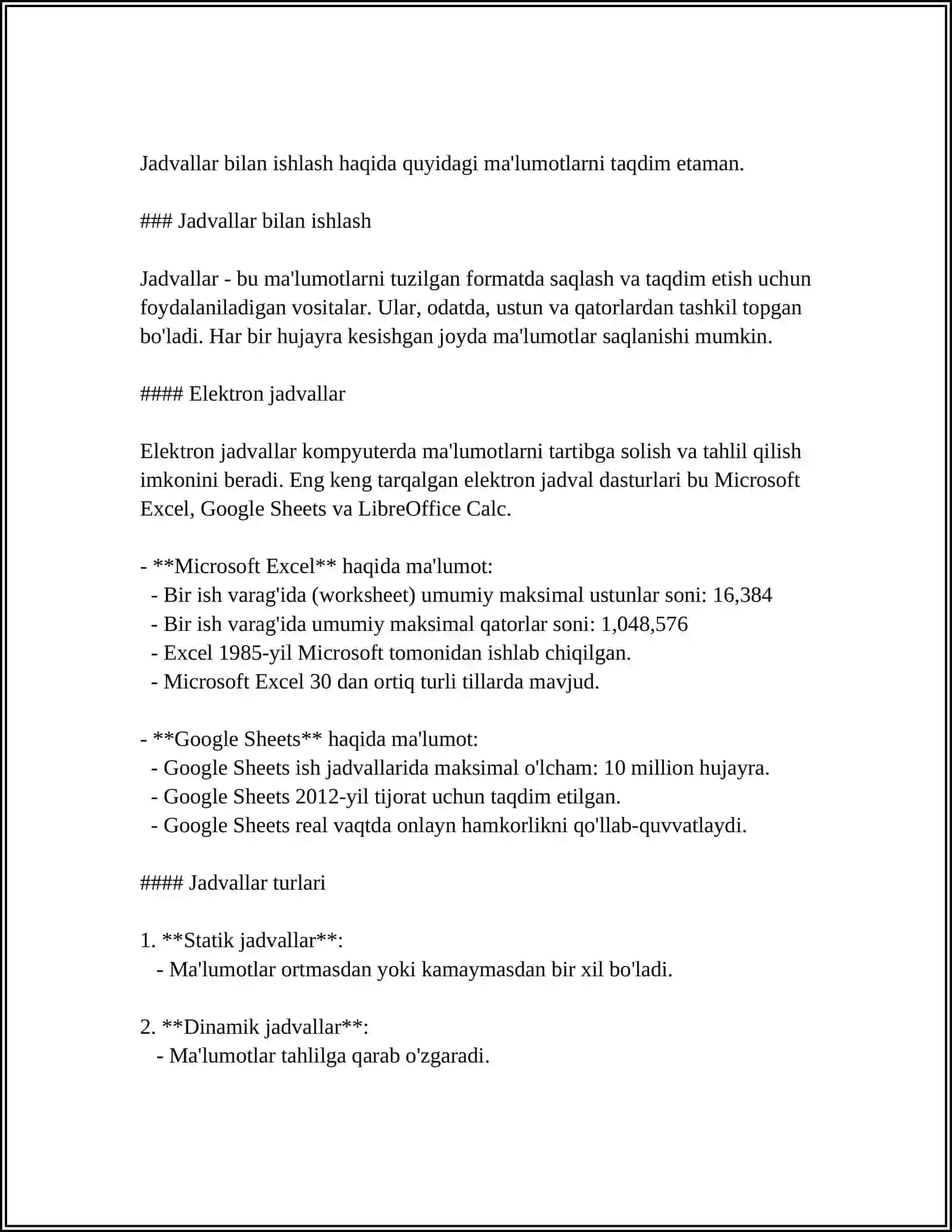MICROSOFT EXCEL DASTURIDA ISHLASH 4