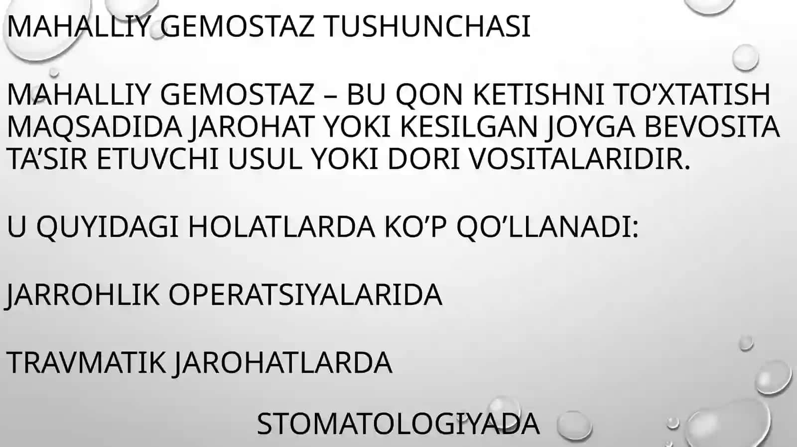 gemostaz uchun zamonaviy dori-vositalar. Qon o’rnini bosuvchi suyuqliklar 4