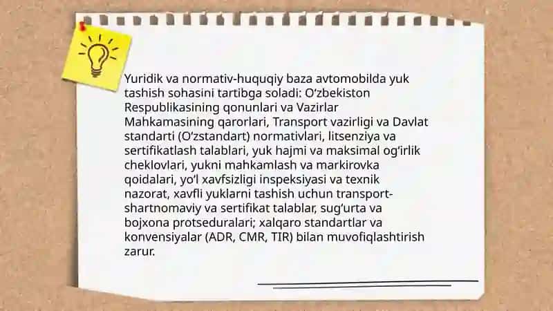 Avtomobilarda yuklarni tashishning hozirgi holati va rivojlanish istiqbollari 4