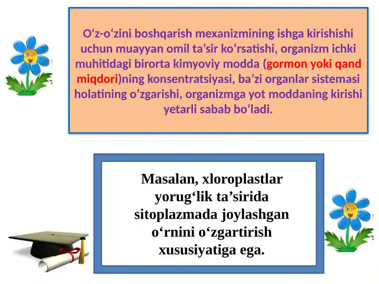 Tirik organizmlarda o’z-o’zini idora etish organlari: gumoral va nerv sistemasi evolutsiyasi 4