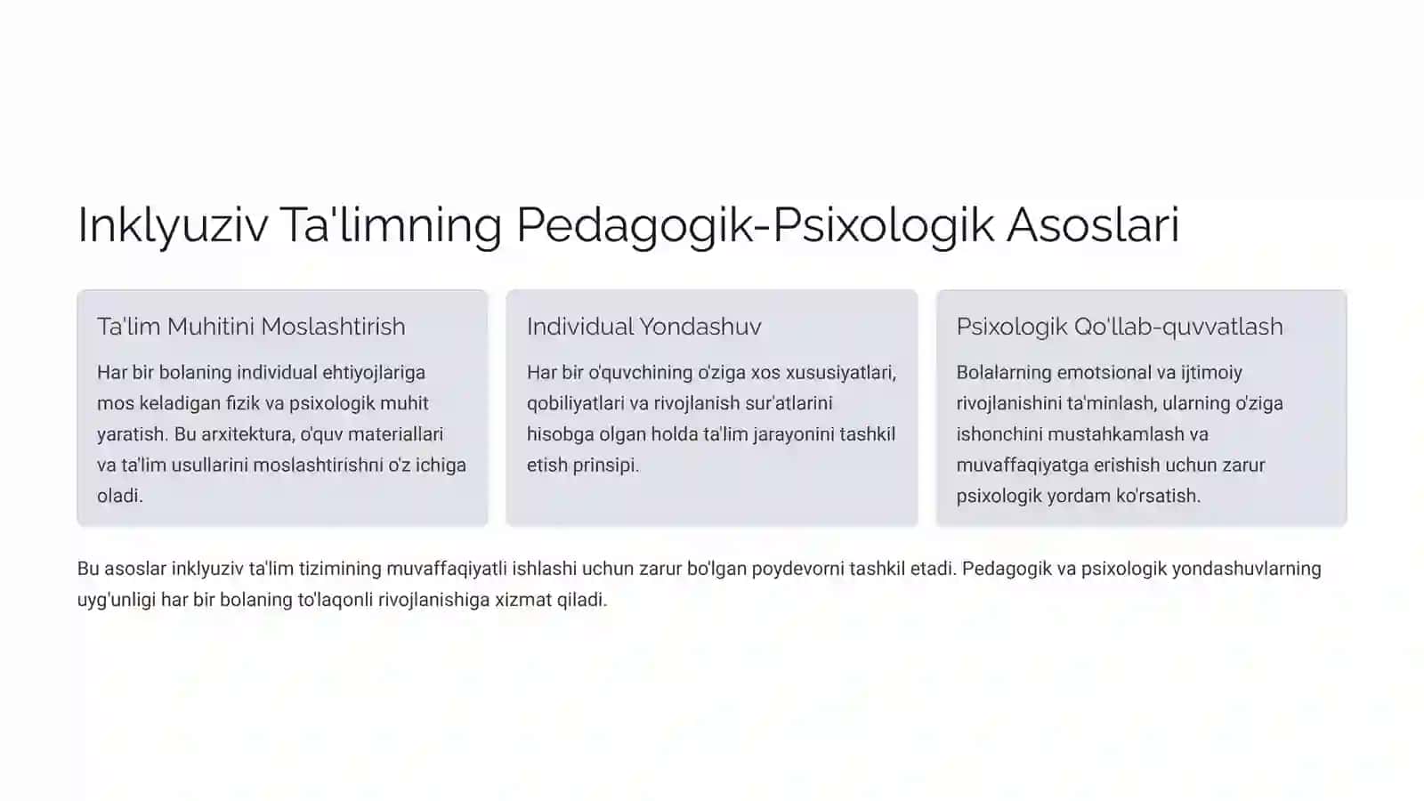 Inklyuziv ta'limning pedagogik-psixologik bosqichlari 4