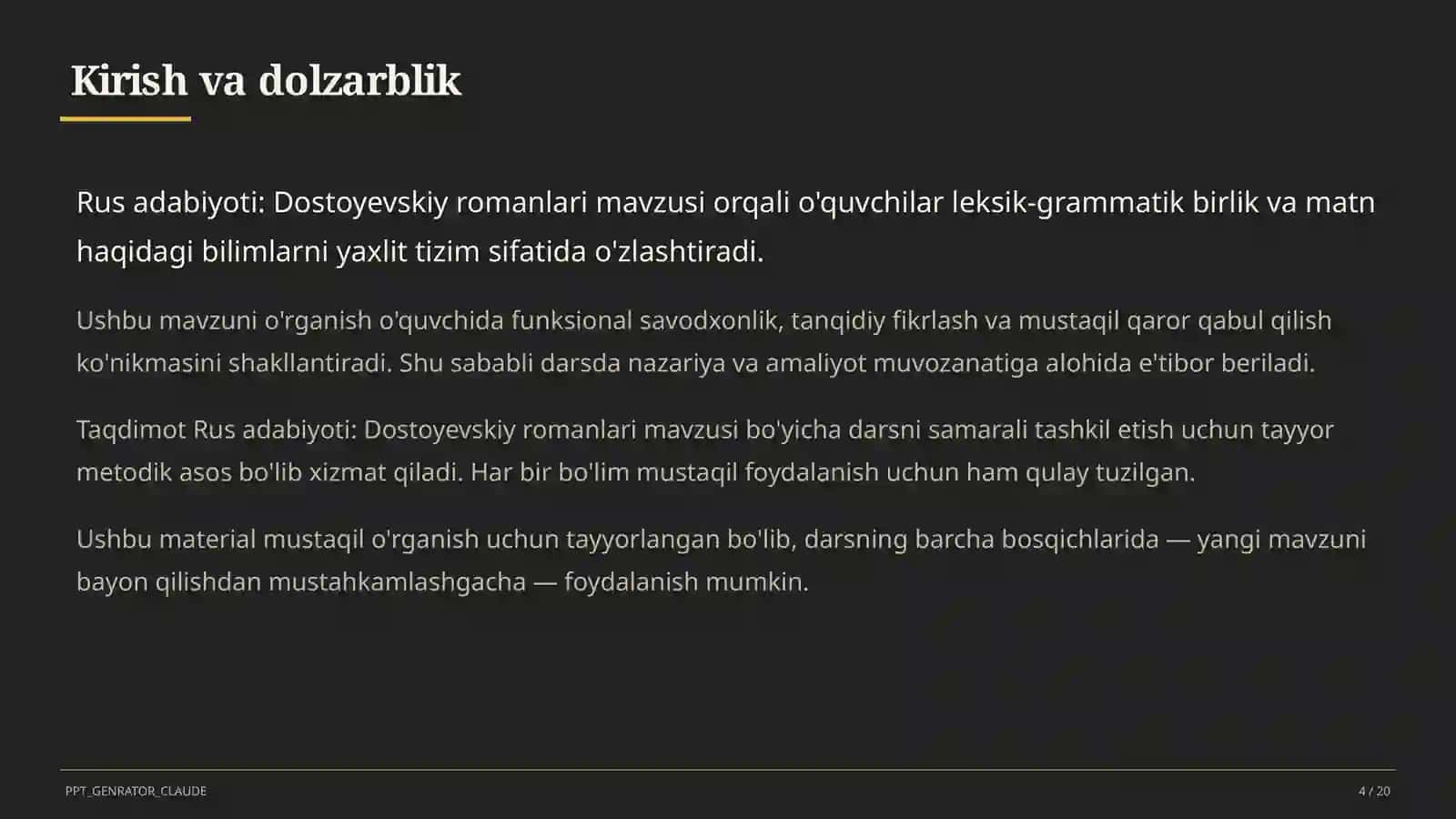Rus adabiyoti: Dostoyevskiy romanlari (11-sinf) 4