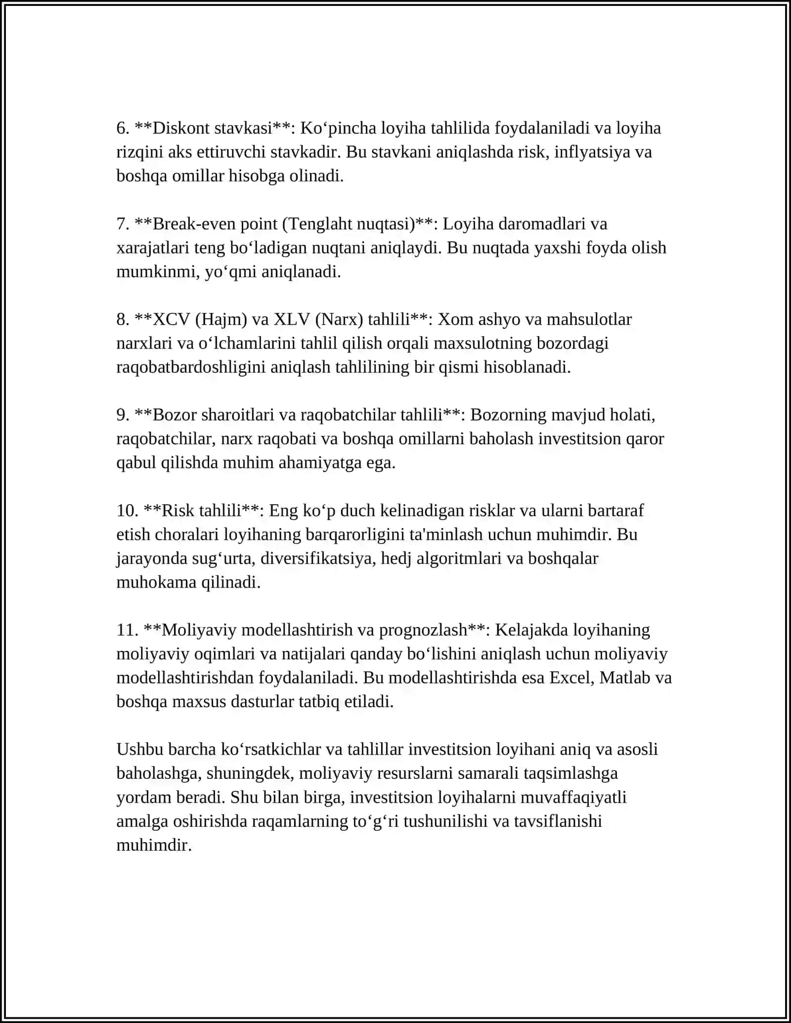 QURILISHDA INVESTITSIYAVIY LOYIHA SAMARADORLIGINI BAHOLASH 4