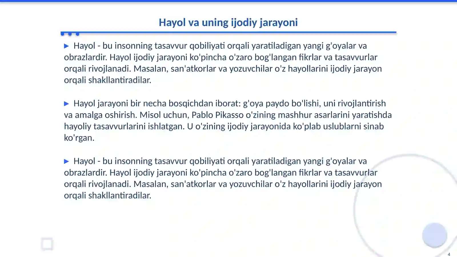 Xotira. Hayol. Tafakkur 4