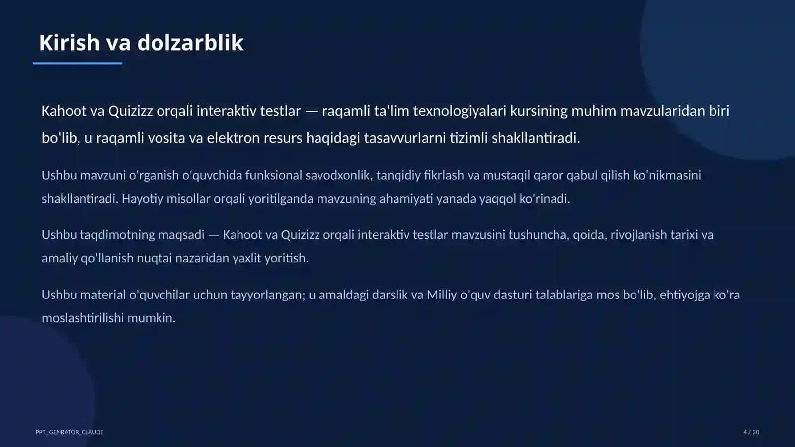 Quiz va Kahoot interaktiv testlar 4