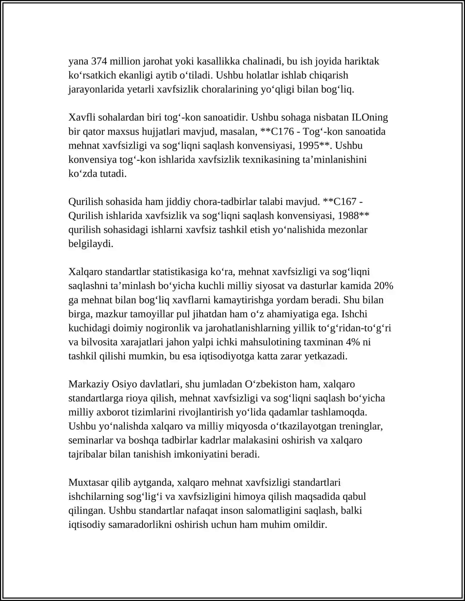 MEHNAT XAFSIZLIGI BOʻYICHA XALQARO STANDARTLAR VA ULARNING QOʻLANILISHI 4