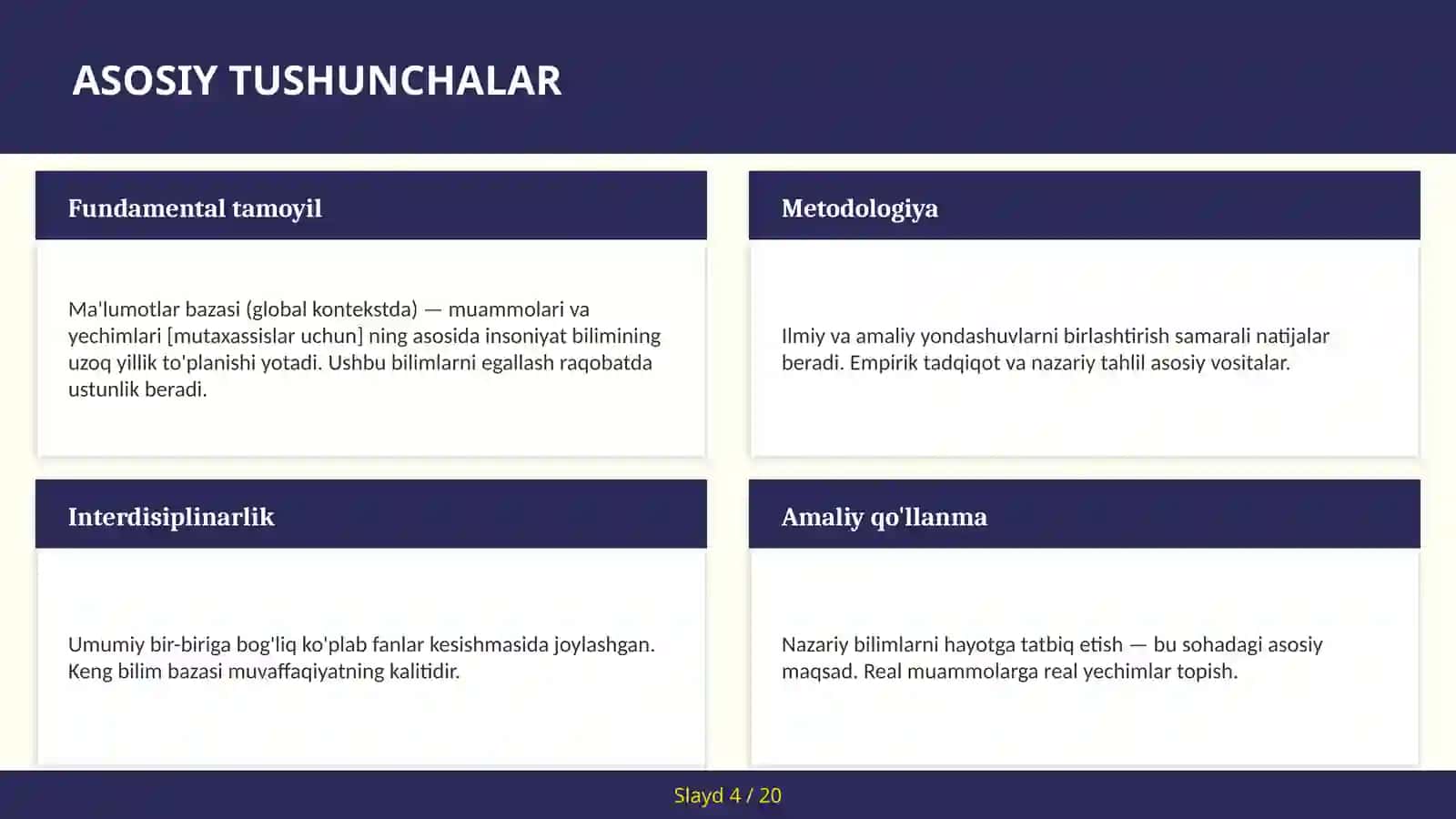 MA'LUMOTLAR BAZASI (GLOBAL KONTEKSTDA) — MUAMMOLARI VA YECHIMLARI 4