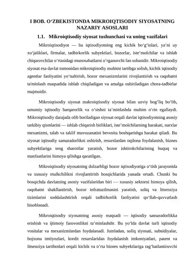 O‘ZBEKISTONDA MIKROIQTISODIY SIYOSATNING ASOSIY YO‘NALISHLARI 4