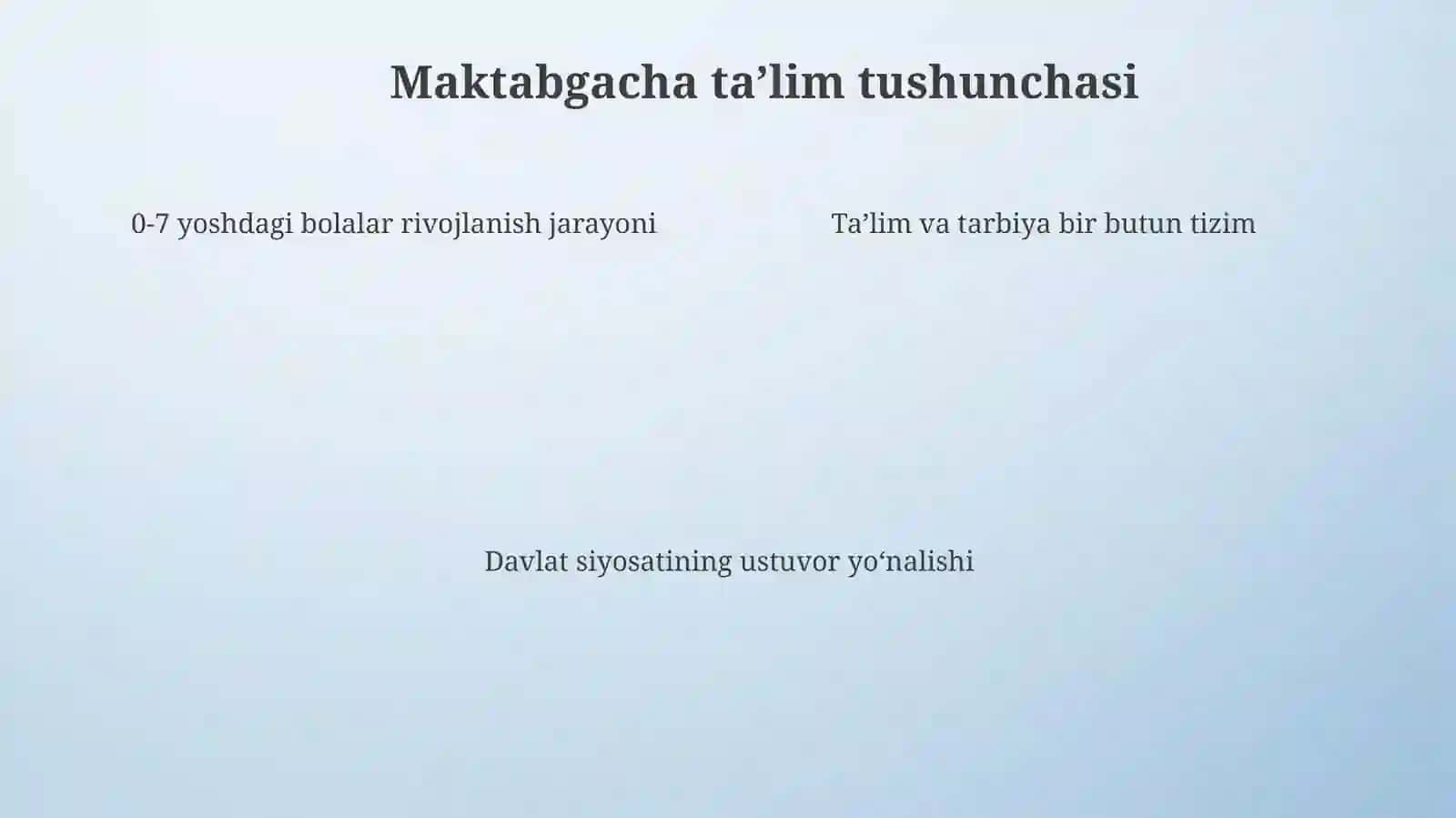 Maktabgacha taʼlim tarbiyani tashkil etish fanning barkamol insonni tarbiyasidagi oʻrni 4