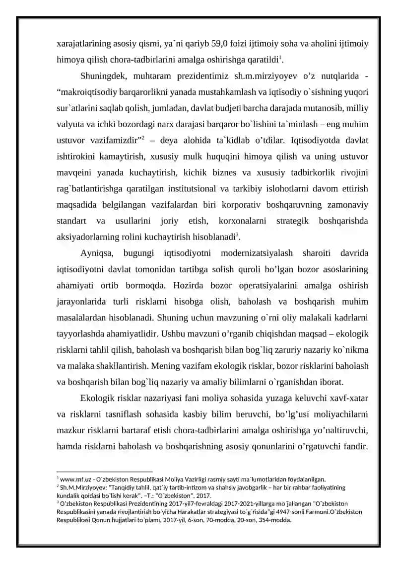 Iqtisodiy xavflar. Ekologik risklarni baholash va boshqarish 4