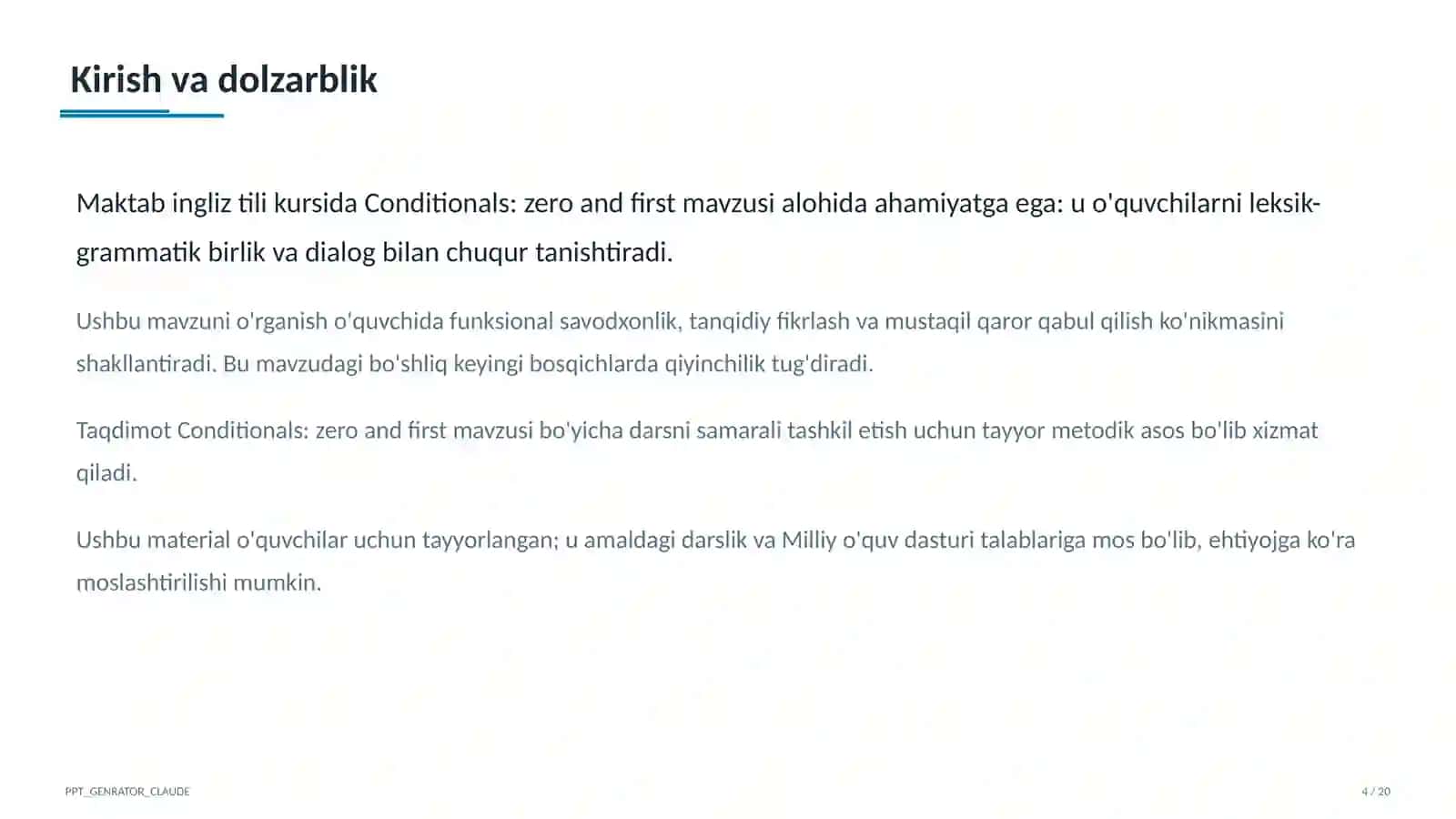 Conditionals: zero and first (8-sinf) 4