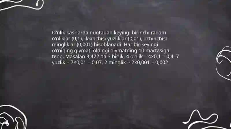 O'nlik kasrlar 4
